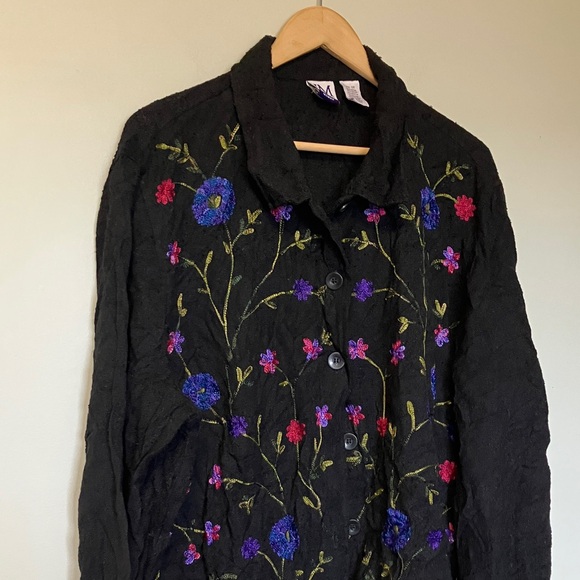 NWT JM Collection Floral Embroidered Black Jacket - Picture 2 of 9